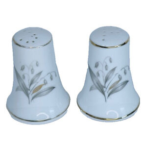 Kaysons Import Co Golden Rhapsody Salt & Pepper Set Gray/Gold Leaves Trim VTG